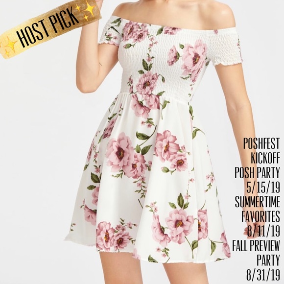 white floral bardot dress